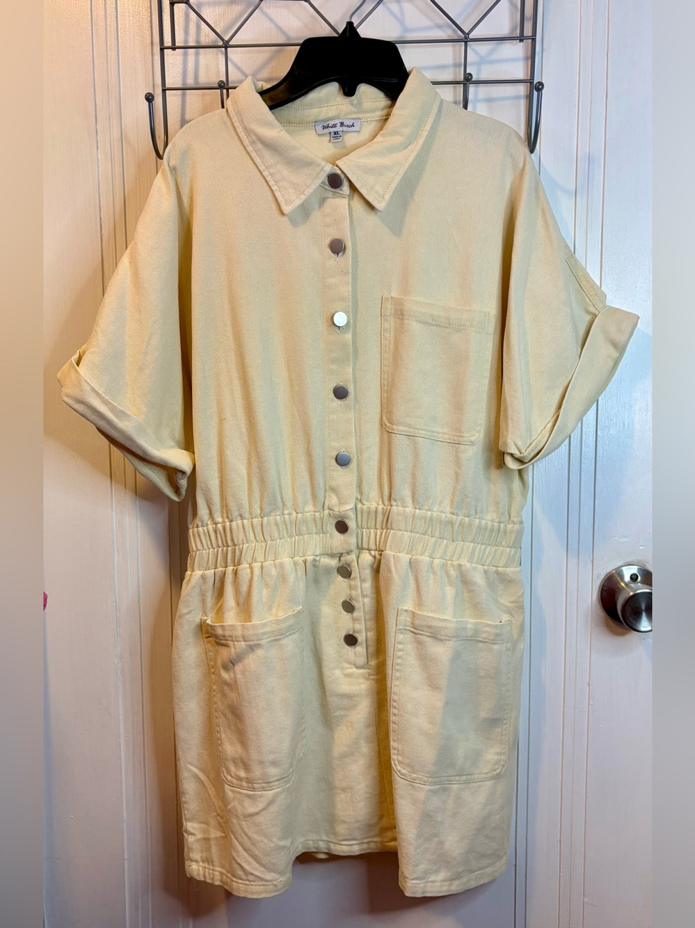 White Birch Cream Button-Front Skort Denim Like Dress